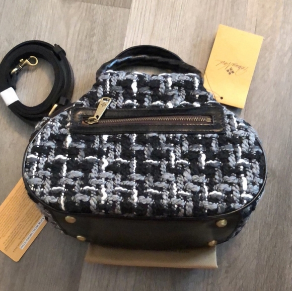 Patricia Nash Millburn Crossbody Black Leather & Boucle Woven Pattern - Picture 7 of 8
